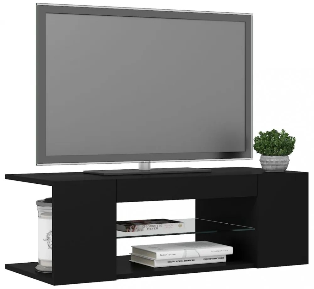 fekete TV-szekrény LED lámpákkal 90 x 39 x 30 cm