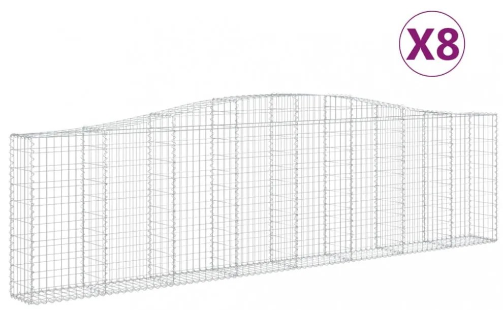 8 db íves horganyzott vas gabion kosár 400x30x100/120 cm