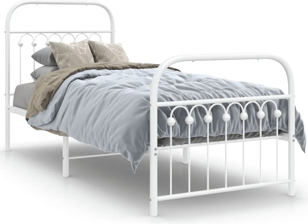 vidaXL fehér fém ágykeret fej- és lábtámlával 75 x 190 cm