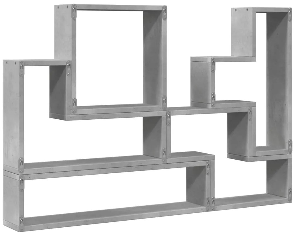 betonszürke szerelt fa fali polc 96x12x64 cm