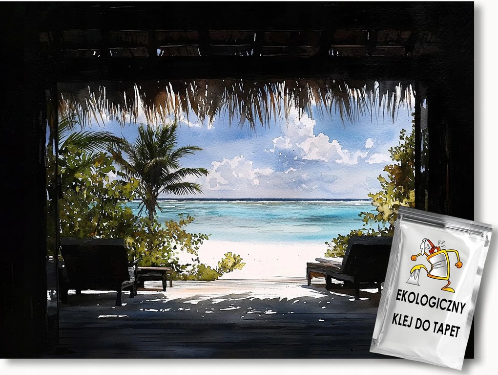 Fotótapéta Flizelina Trópusok Egzotikus Tengerpart Kunyhó Óceán 254x184 ragasztó