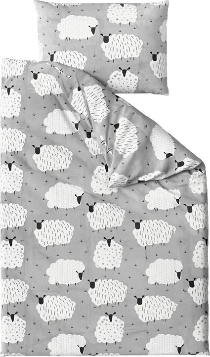 Pamut ágynemű SHEEP POLY szürke Ágyneműhuzat mérete: 2 db 70 x 90 cm | 200 x 220 cm