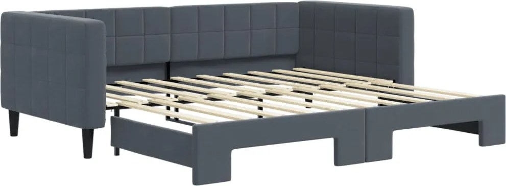 vidaXL sötétszürke kihúzható bársony heverő 90 x 190 cm
