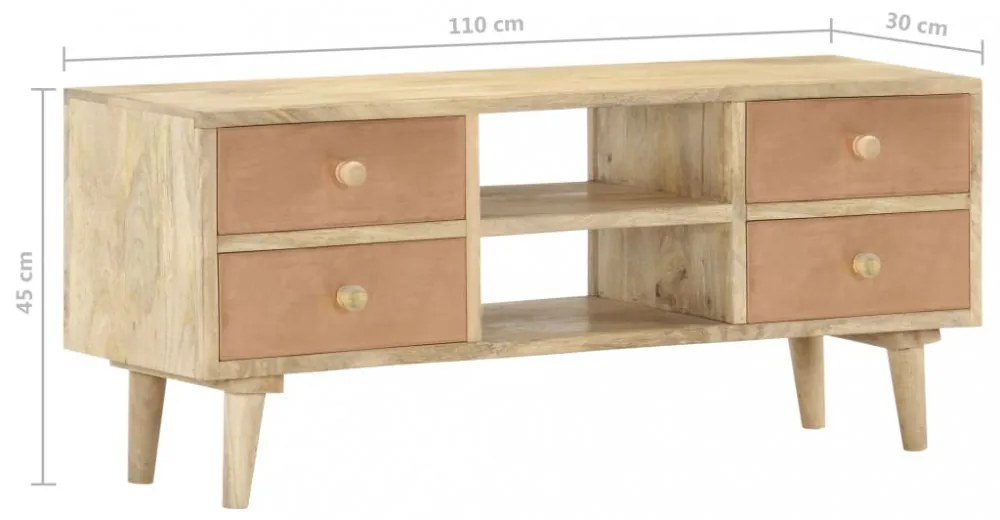 tömör mangófa TV-szekrény 110 x 30 x 45 cm