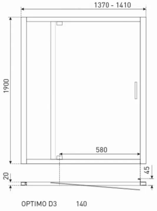 Optimo D3 140x190 cm zuhanyajtó