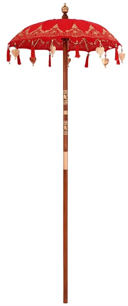 Napernyő Alappal Piros, Barna 250 cm Pamut, Fa