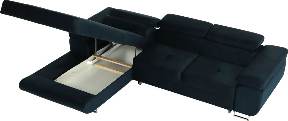 Sarokülőgarnitúra, kék, balos kivitel, AMARETA