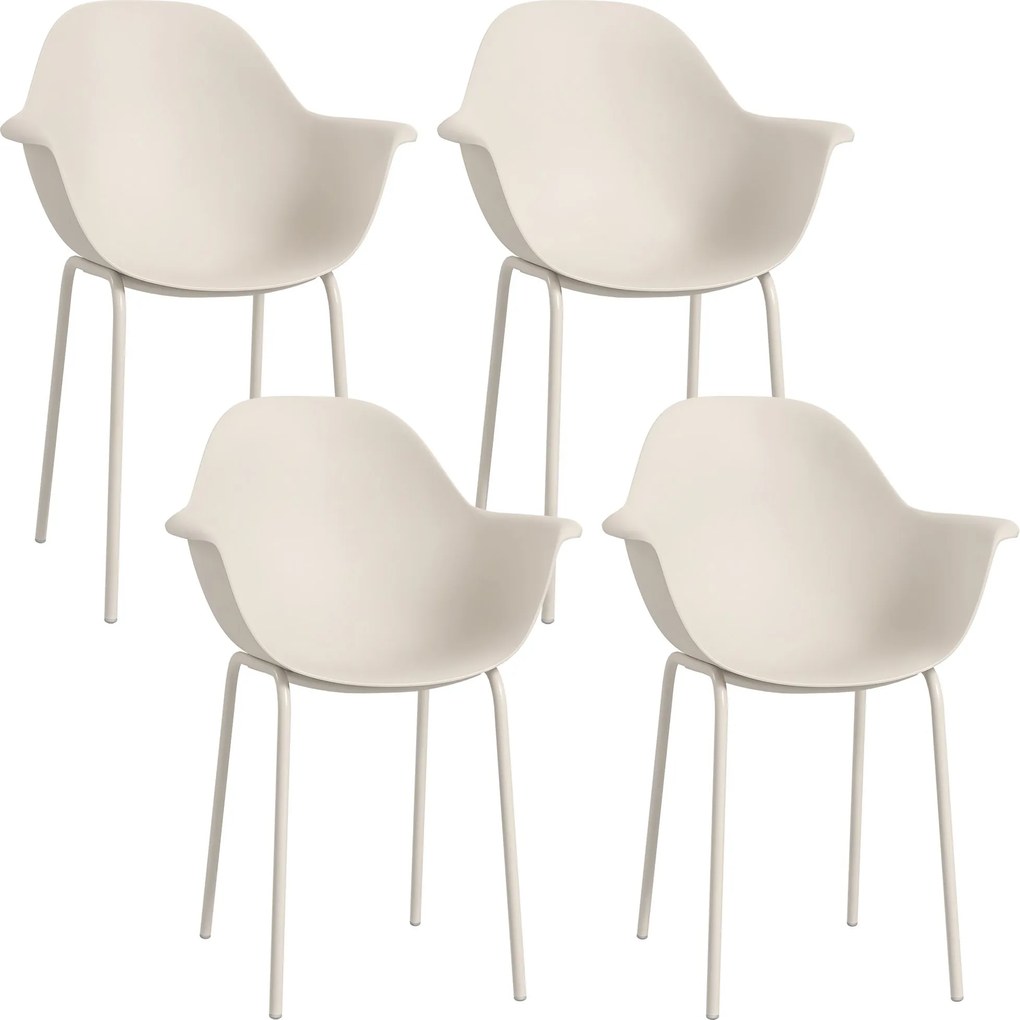 Outsunny 4 darabos Kerti Szék Szett Időjárásálló Műanyag Kerti Székek Kartámaszokkal és Háttámlával, Max. 120 kg Teherbírású Kültéri Bútorok Teraszra,