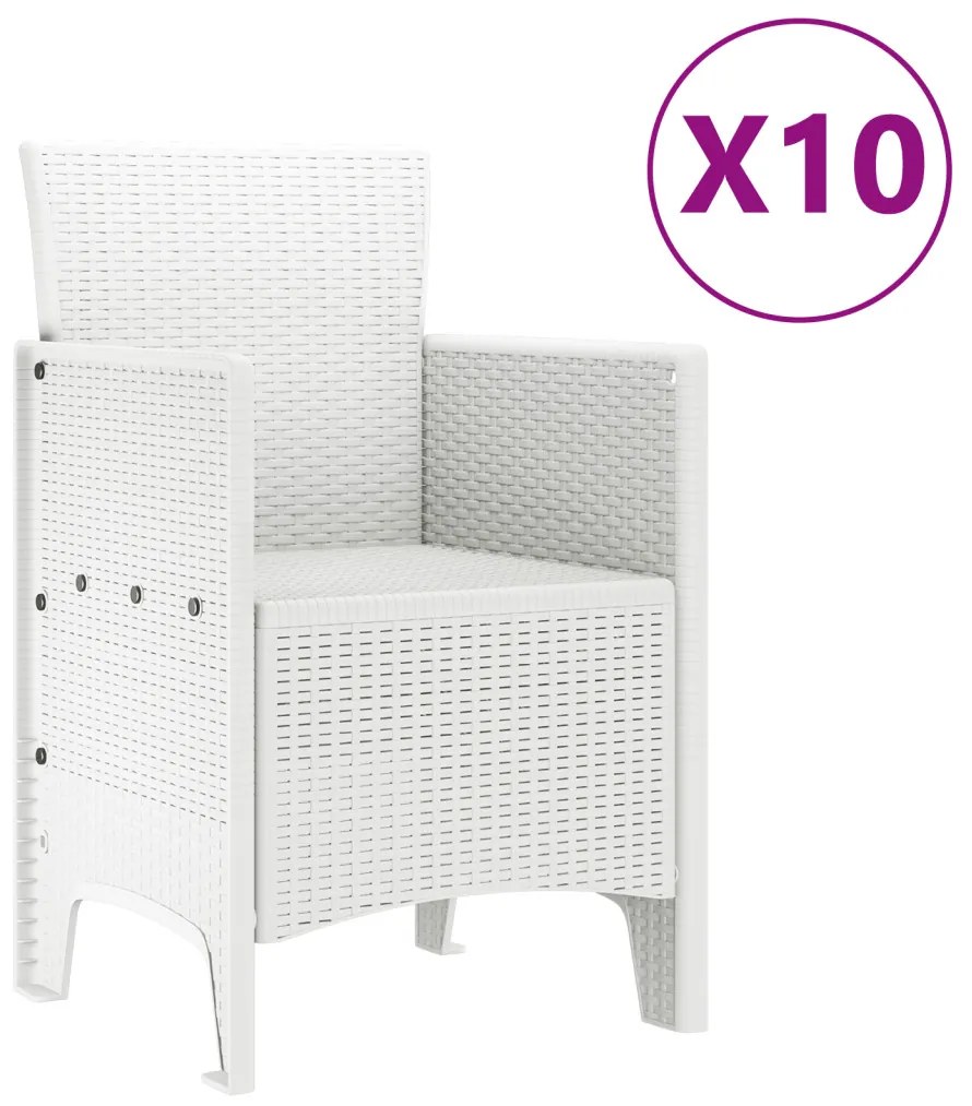 Kert étkező szett 11 pcs Fehér Polt rattan