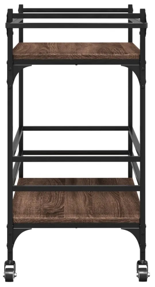 barna tölgyszínű szerelt fa konyhai kocsi 82 x 40 x 78,5 cm