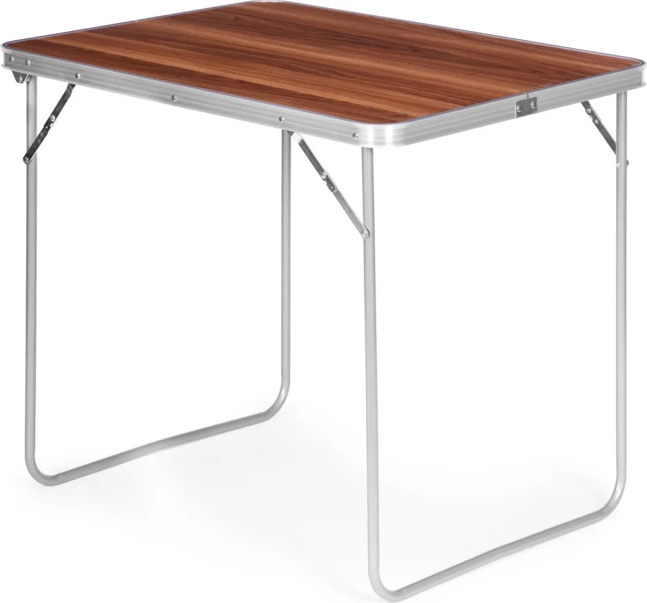 Kerti asztal, MultiGarden GMFC-FY8060, barna, 80 x 60 cm, összecsukható, magasság: 70 cm, bőrönddé hajtható, hordfogantyúval, teherbírás: 30 kg