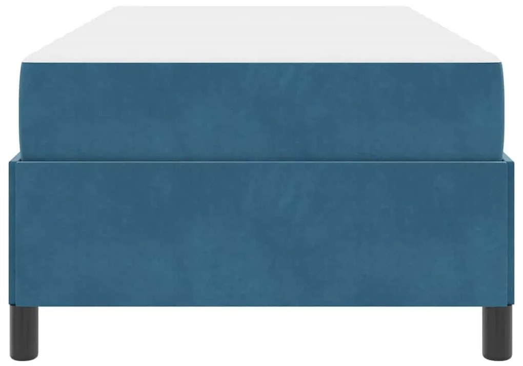 Ágykeret matracmal Sötétkék és fehér 90 x 190 cm Bársony