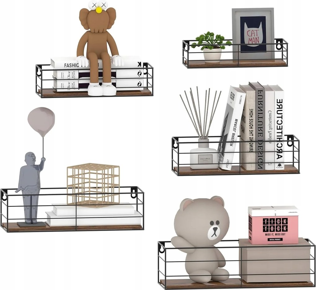 Horlimer Fali Polc Szett Nappaliba 41x13 cm Fém Fa 5 Polc