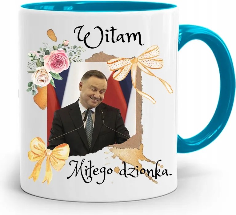 Duda András Kék Elnöki Bögre Neked, fényképes nyomattal