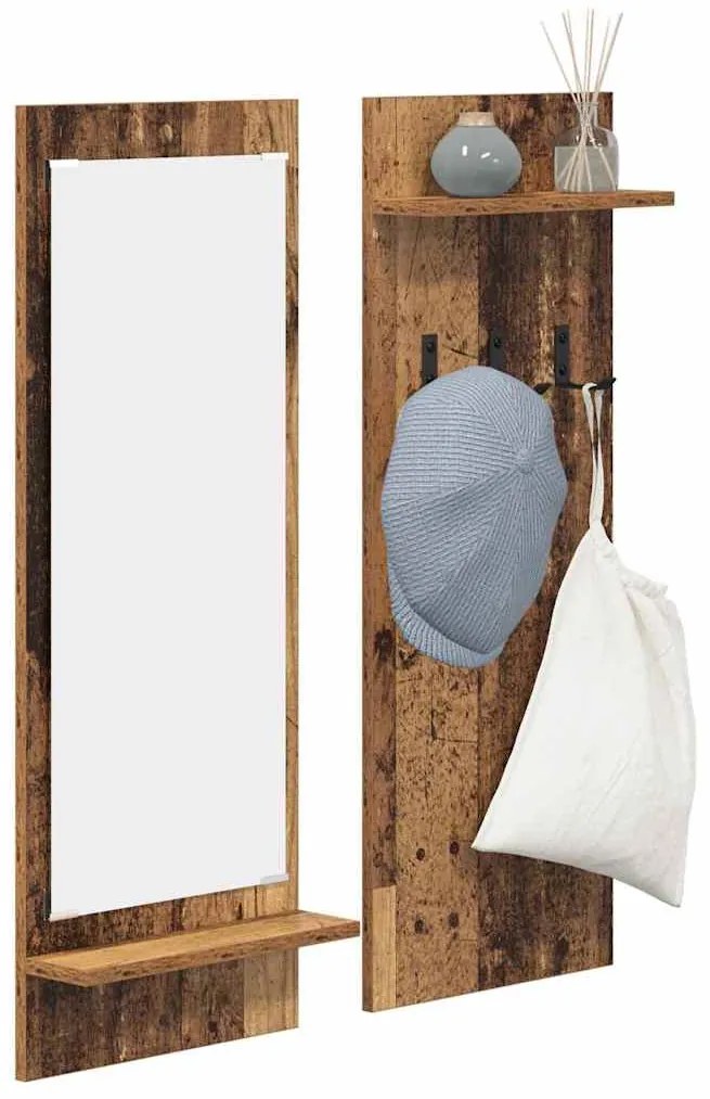 Fali Kabáthorog polcokkal Régi fa 70 x 10 x 90 cm Faanyag