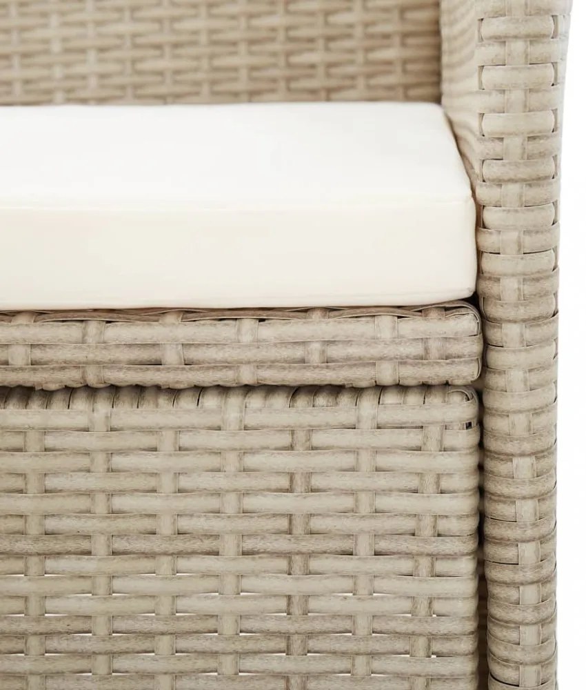 9 részes bézs polyrattan kültéri étkezőszett párnákkal