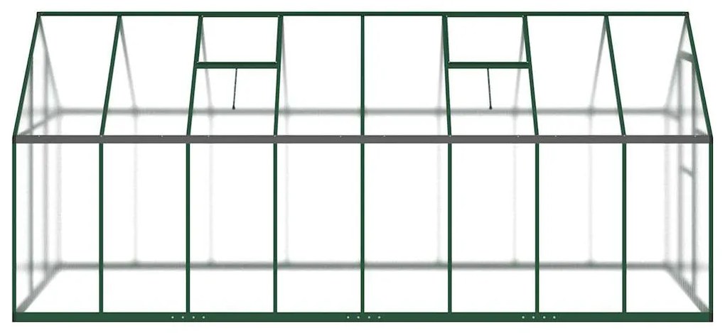 Zöld alumínium melegház alapvázzal 445x169x195 cm