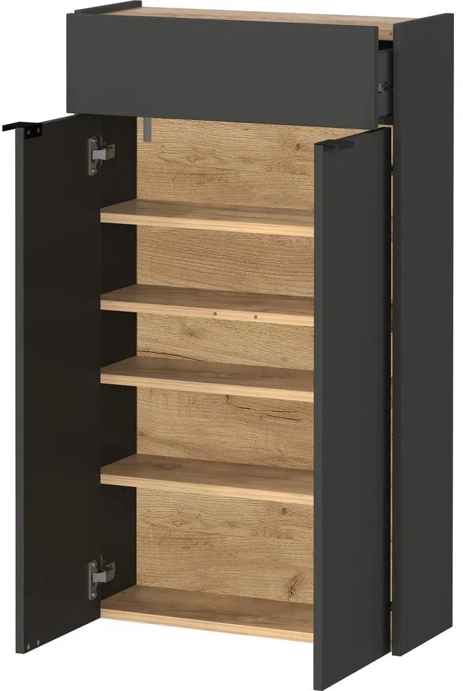 Antracitszürke-natúr színű előszoba bútor Ameca – Germania