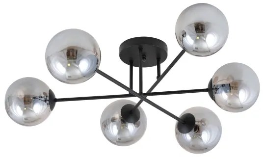 Csillár ROMA 6xE14/10W/230V fekete/füstös