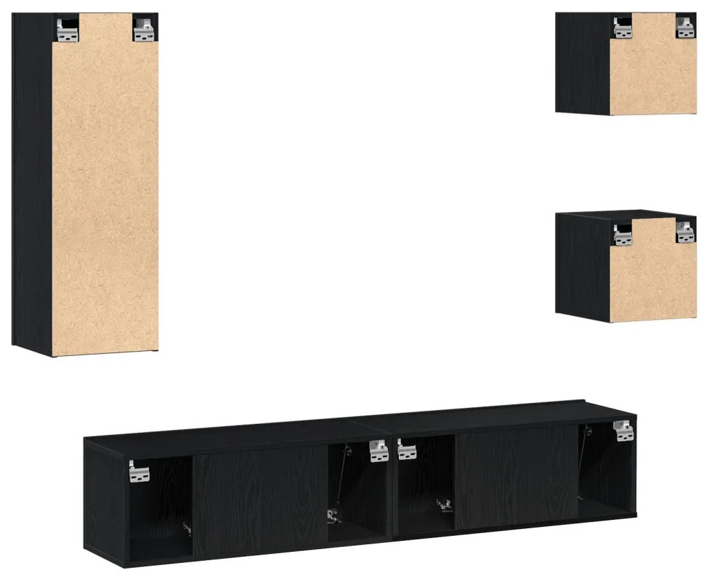 TV Szekrény Készlet 5 pcs Musta tammi 160 x 30 x 30.5 cm