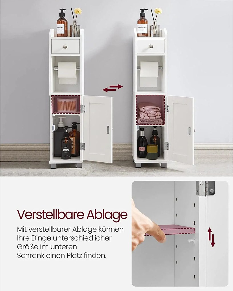 Fürdőszoba szekrény, 20 x 76,7 x 18 cm, fehér