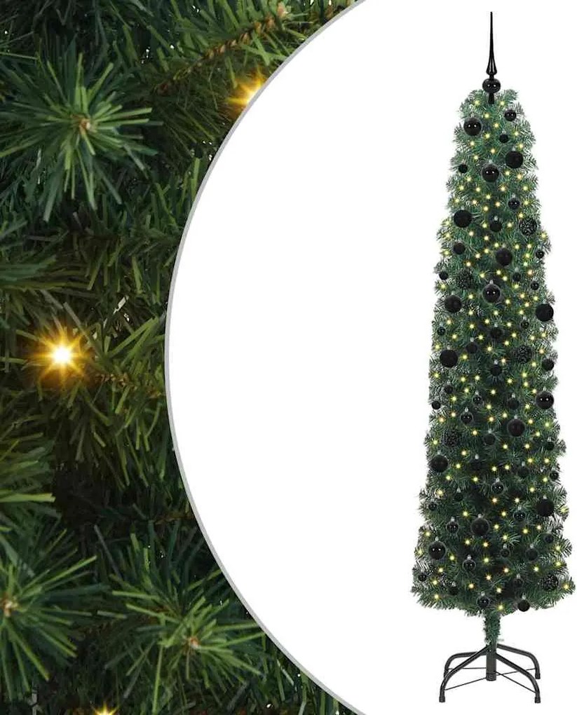 vidaXL Mű karácsonyfa 300 LED-del Zöld 240 cm PVC, acél és műanyag