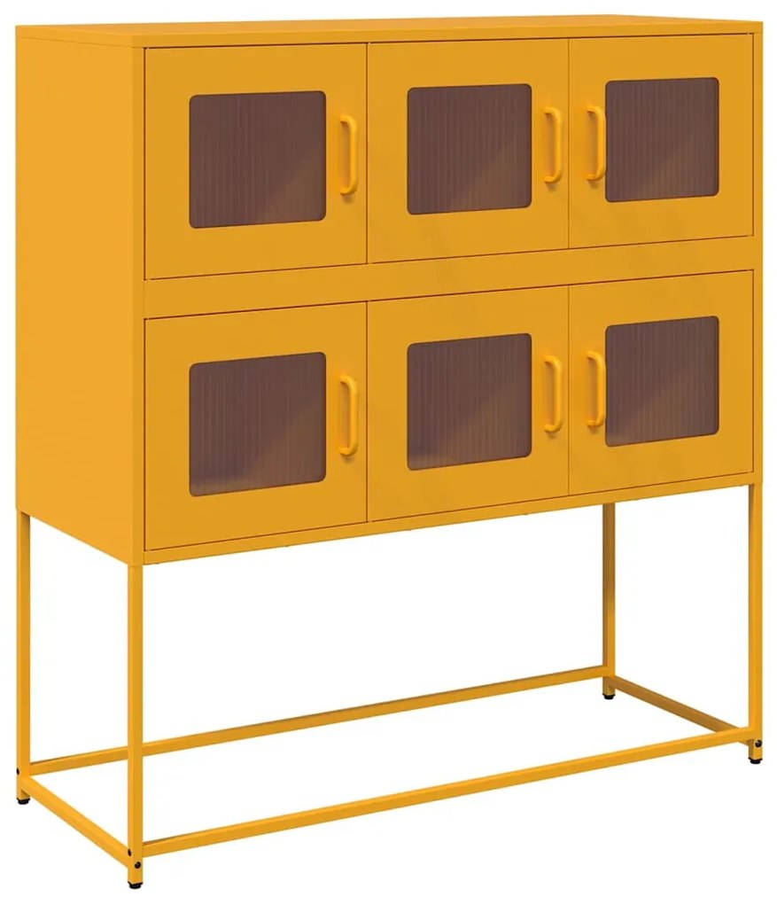 mustársárga hideghengerelt acél tálalószekrény 100,5x39x107 cm