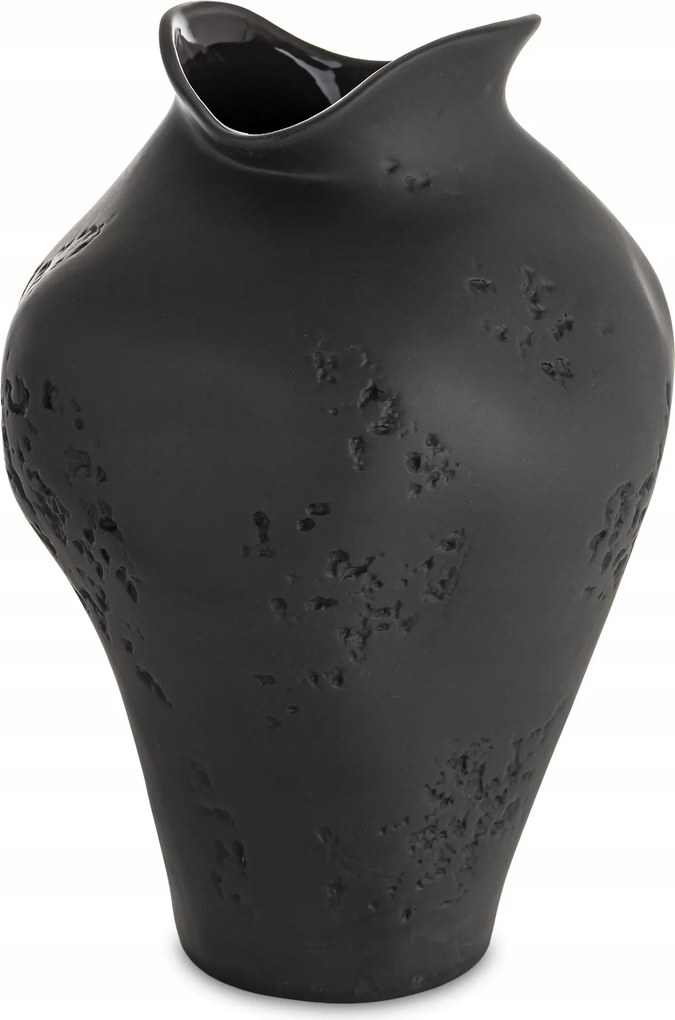 Elegáns fekete üveg porcelán váza díszített magas 30 cm dekoráció