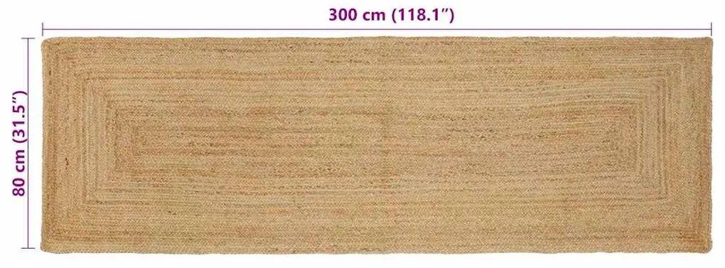 Szőnyeg Bézs 80 x 300 cm Juta