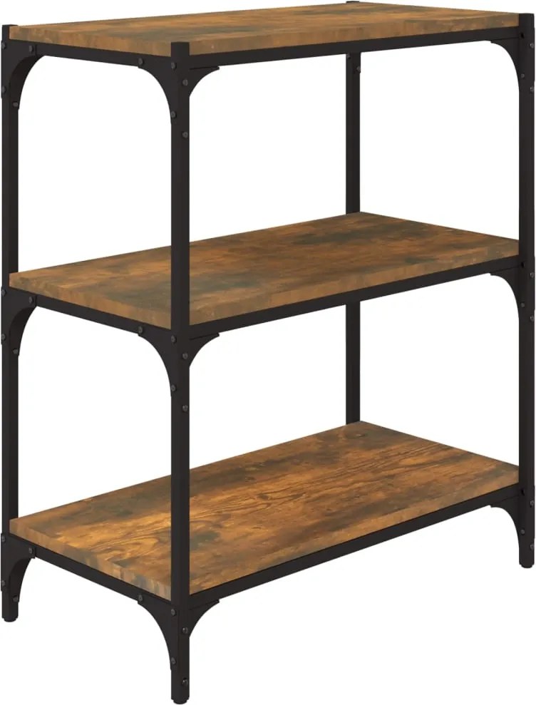 vidaXL füstös tölgy szerelt fa és acél könyvszekrény 60 x 33 x 70,5 cm