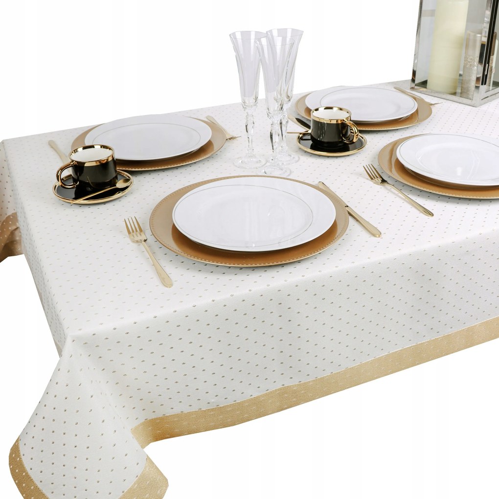 Abrosz dekoratív Pöttyös Lux 280x140 fehér arany