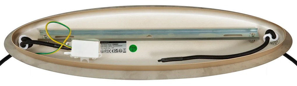 Art Deco függőlámpa arany színben, borostyánszínű, ovális üveggel, 5-ös - Mochan