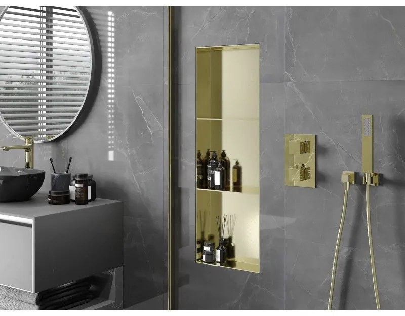 Mexen X-Wall-NR, falra szerelhető polc gallér nélkül 90 x 30 cm, fényes arany, 1951903010S