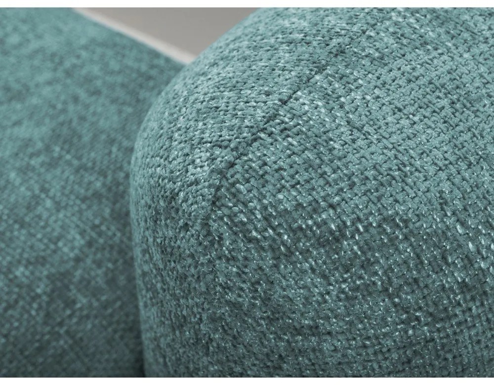 Kék zsenília kinyitható-tárolóhelyes sarokkanapé (bal oldali-heverő résszel) Mele – Makamii