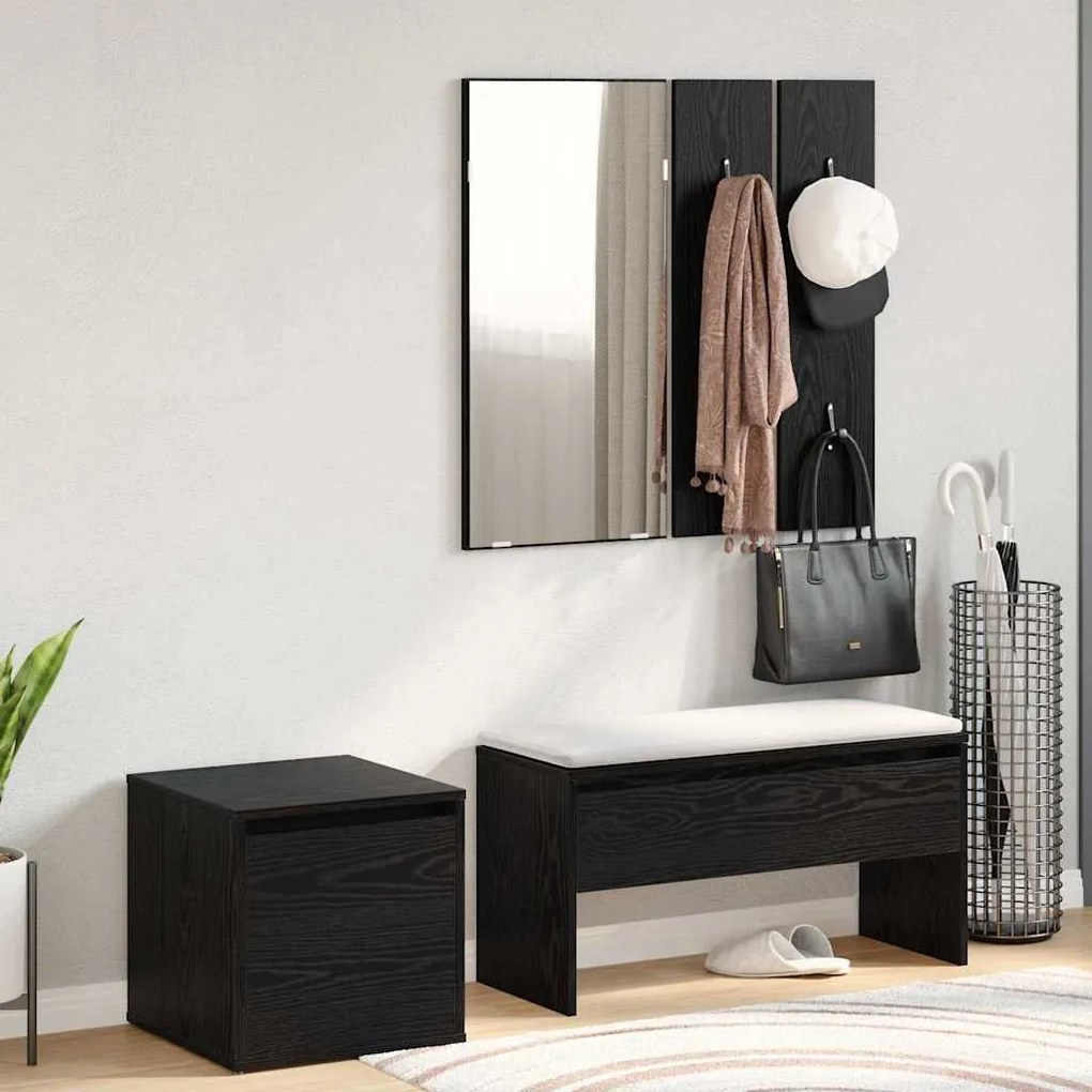 Előszoba bútorkészlet 3 pcs Musta tammi 80 x 31 x 40 cm Faanyag