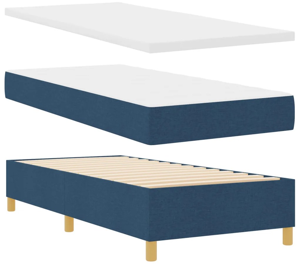 Boxspring Ágy Matraccal és Pad Kék 90x190 cm Szövet