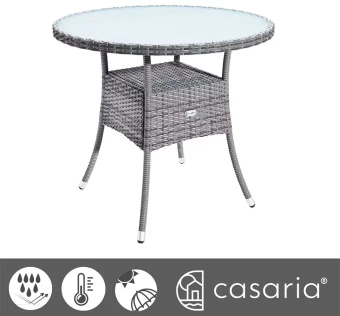 Deuba Rattan asztal Ø80 cm - szürke