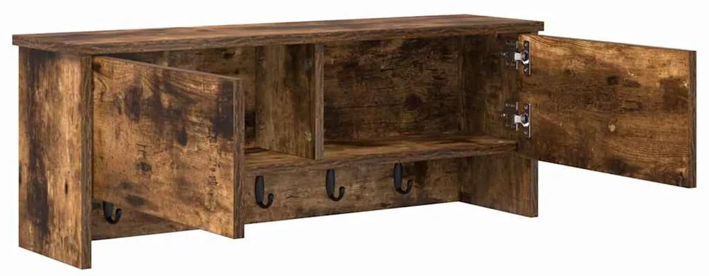 Fali Kabáthorog polcokkal Füstölt tölgy 80 x 20 x 30 cm Faanyag