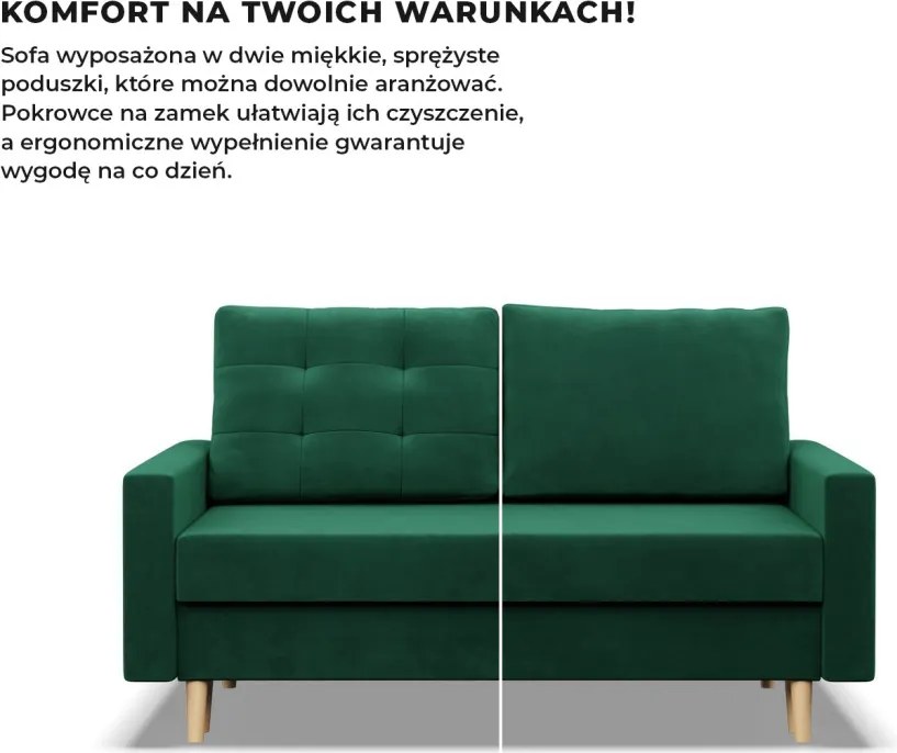 Etna kanapé, bársony, bonell töltet, zöld