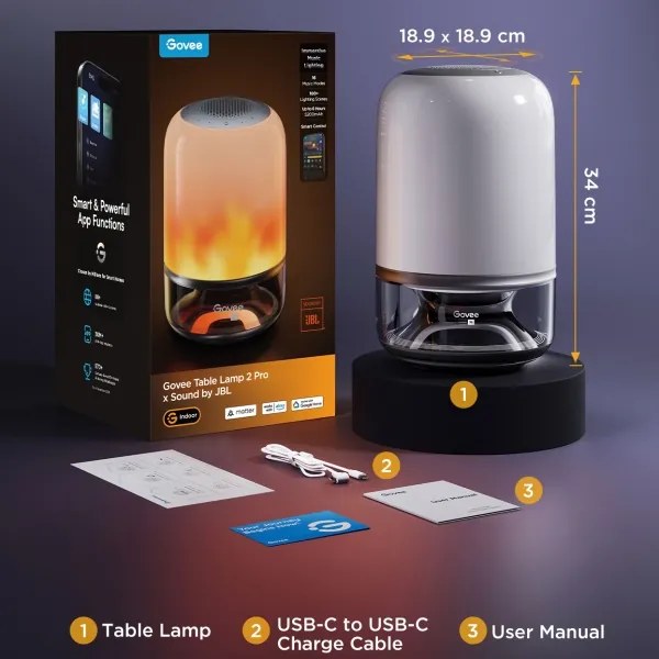 Govee - LED RGBW dimmelhető asztali lámpa beépített hangszóróval LED/36W/12V Wi-Fi