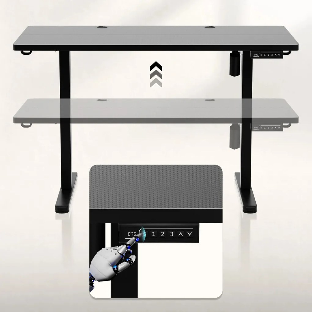 Elektromos íróasztal 72-118 cm állítható, LED panel, 120×60 cm, fekete