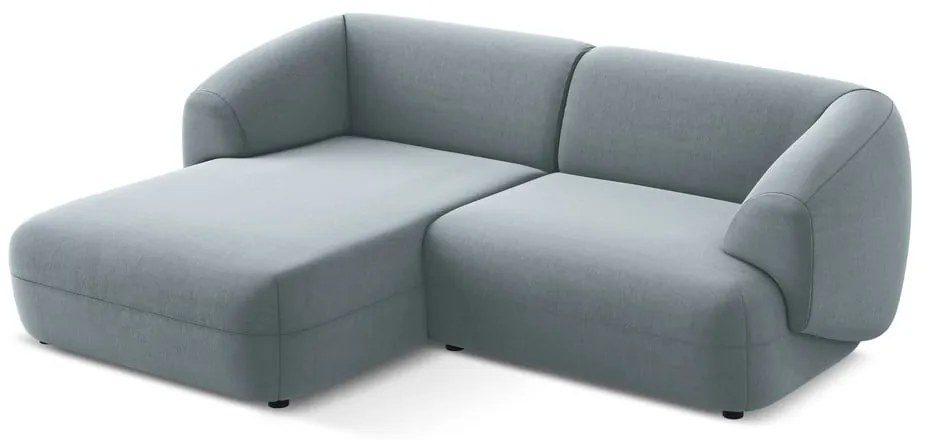 Világoskék bársony sarokkanapé (bal oldali) Moana – Makamii