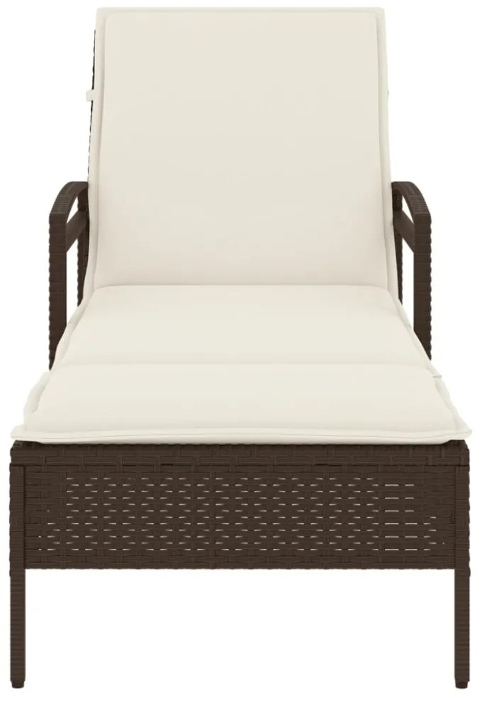 barna polyrattan napozóágy párnával 63x200x81 cm