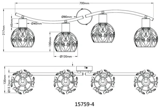 Globo 15759-4 - Spotlámpa MIKA 4xE14/25W/230V