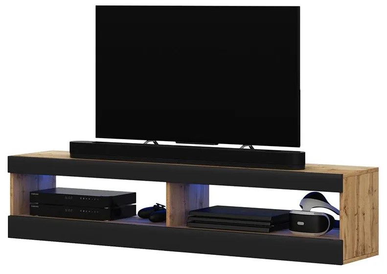 Tv szekrény/asztal Violett 100 (világítással) (lancester tölgy + fekete). 1098640