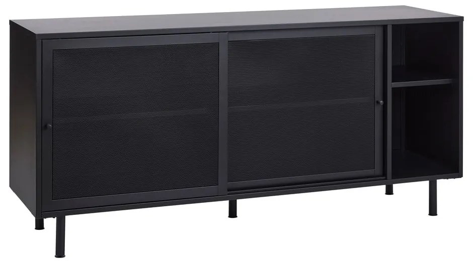 Fekete fém komód tolóajtóval 160x75x46 cm Veep – Unique Furniture