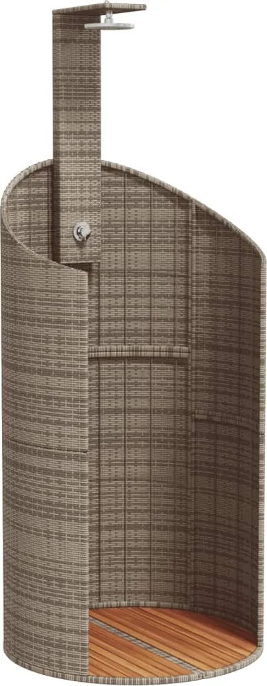 vidaXL szürke polyrattan és akácfa kültéri zuhanyzó 100x100x241,5 cm