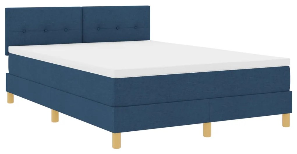 Box Spring Ágy Védőmatraccal Kék 140x190 cm Szövet