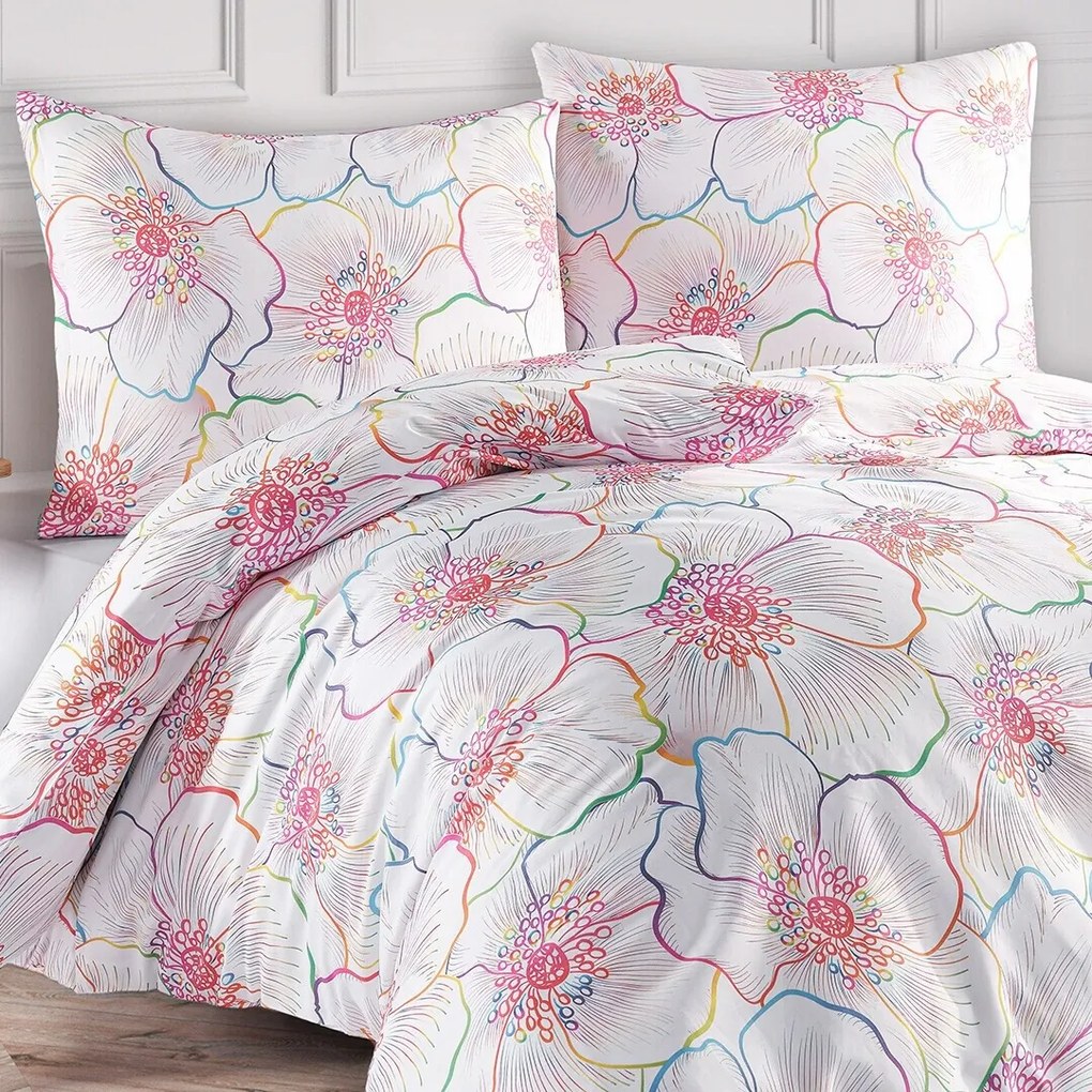 BedTex Satin ágynemű Bloom, 135 x 200 cm, 80 x 80 cm, 135 x 200 cm, 80 x 80 cm