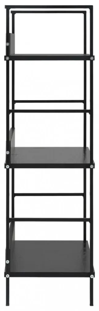 3 szintes fekete szerelt fa könyvespolc 60 x 27,6 x 90,5 cm